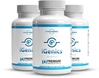 iGenics eye health support supplement bottle with 60 capsules